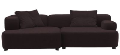Braunes Alphabet Sofa von Fritz Hansen, 3-Sitzer mit Armlehne links und Kissen.